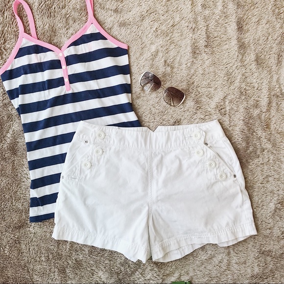 Dress Barn Pants - Dress Barn white sailor 3” inseam shorts Sz 4 buttons
